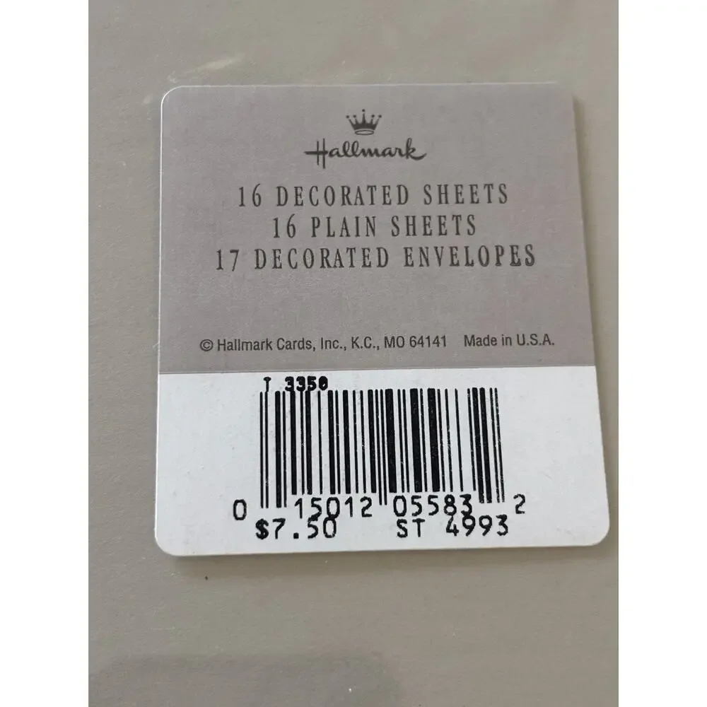 Hallmark Crown Rose Stationary Set-16 Decorated + 16 Plain Sheets w/ Envelopes